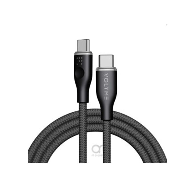فولتمي كابل  باور لينك رووج مزدوج من النايلون تايب سي تايب سي C 5A / 1.8M (100W) أسود 