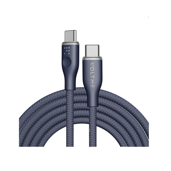فولتمي كابل  باور لينك رووج مزدوج من النايلون تايب سي تايب سي C 5A / 1.8M (100W) أزرق 