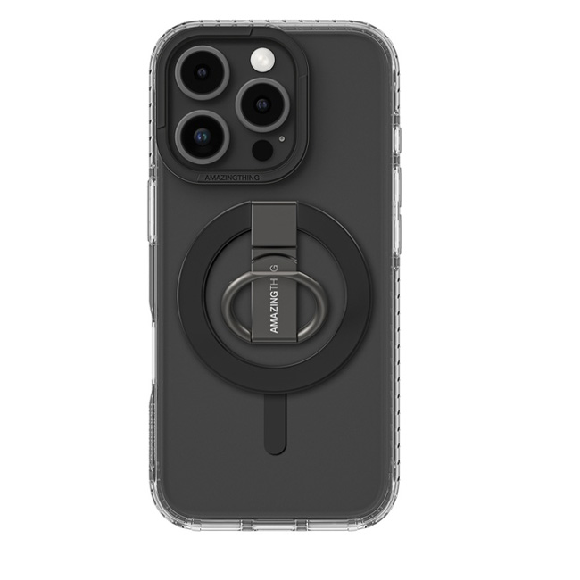 اميزنج - حافظة AmazingThing Titan Pro Mag Grip المضادة للصدمات مع مغناطيس MagSafe لهاتف iPhone 16 Pro بحجم 6.3 بوصة - أسود 