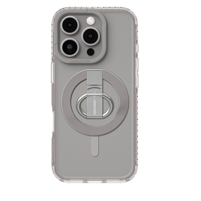امازنج - حافظة AmazingThing Titan Pro Mag Grip المضادة للصدمات مع مغناطيس MagSafe لهاتف iPhone 16 Pro Max بحجم 6.9 بوصة - رمادي 