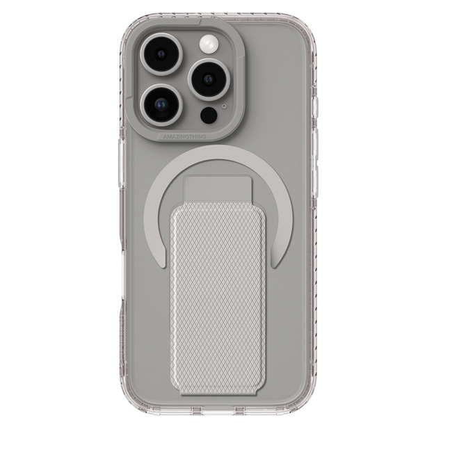 امازنج - حافظة AmazingThing Titan Pro + حاملة مغناطيس MagSafe المضادة للصدمات لهاتف iPhone 16 Pro بحجم 6.3 بوصة - رمادي 