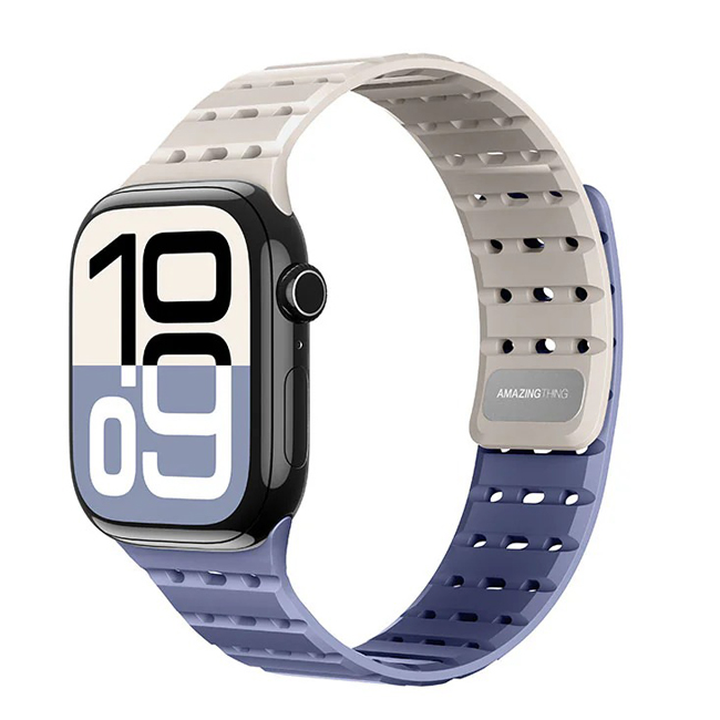اميزنج - سوار AmazingThing Omni SilqLock لساعة Apple Watch بحجم 49/46/45/44/40 مم - أزرق نجمى 