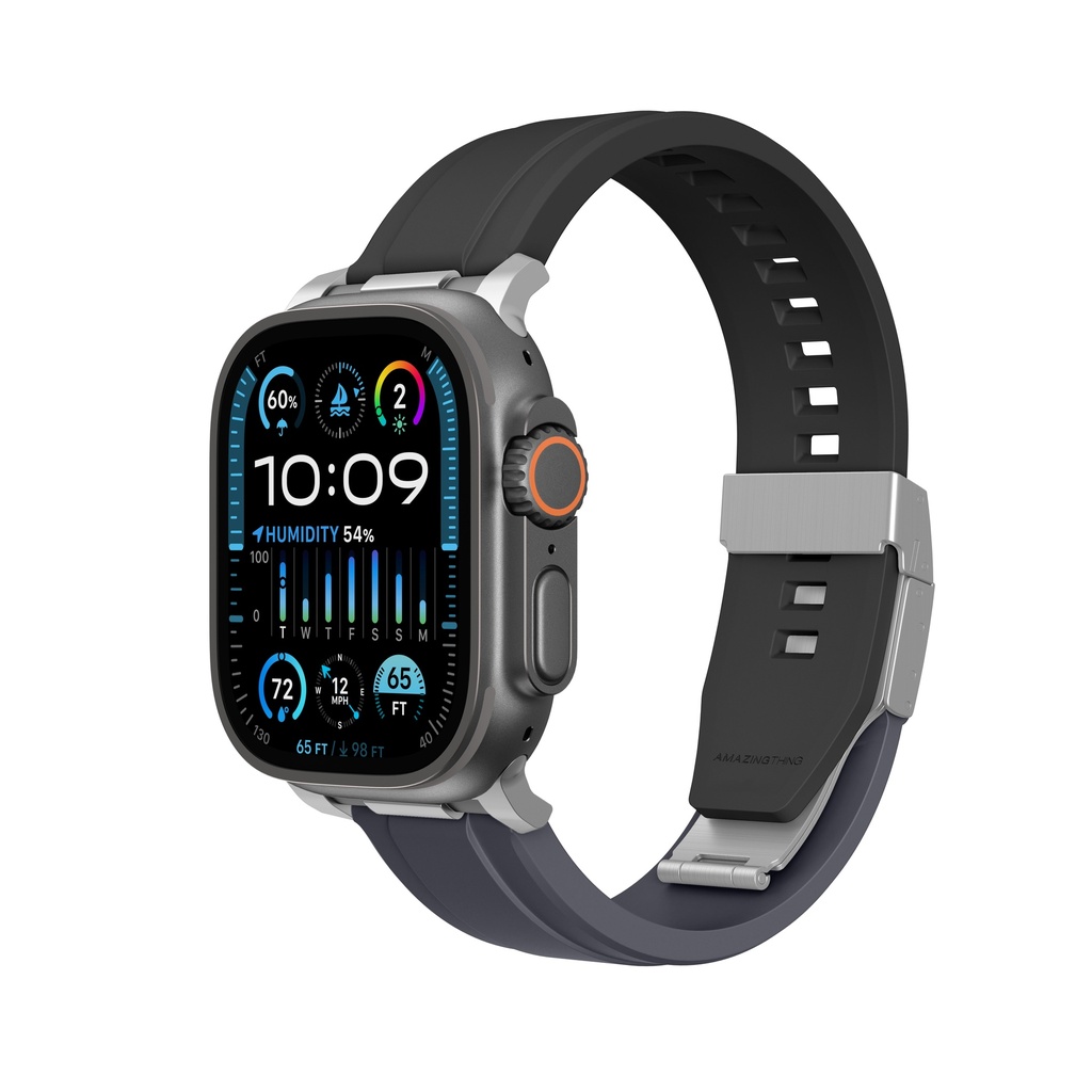 اميزنج - سوار AmazingThing Titan Chrono لساعة Apple Watch بحجم 49/46/45/44/42 مم (اللون: رمادي أسود) 