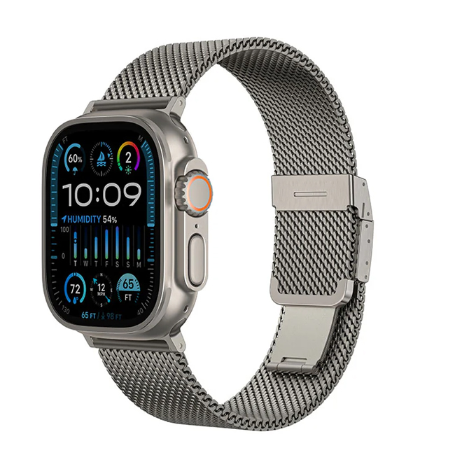 اميزنج - سوار AmazingThing Titan Premium Metal لساعة Apple Watch بحجم 49/45/44/42/41/40/38 مم (اللون: تيتانيوم) 