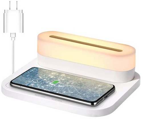 اولز - شاحن لاسلكي TimeDesk مزود بإضاءة LED وساعة منبه  