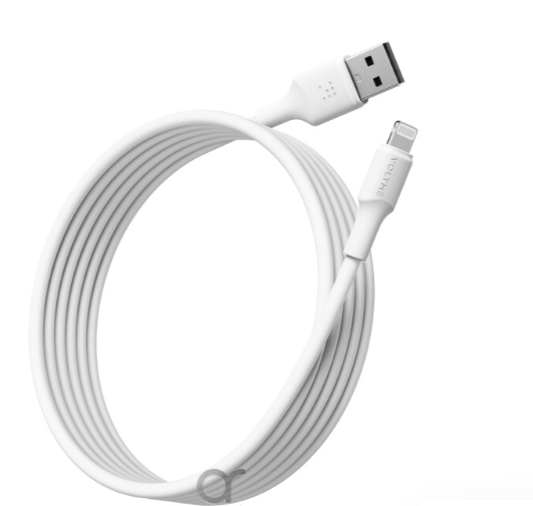 فواتمي كابل باورلينك USB-A إلى Lightning - شحن سريع 12 وات - 3 متر - أبيض