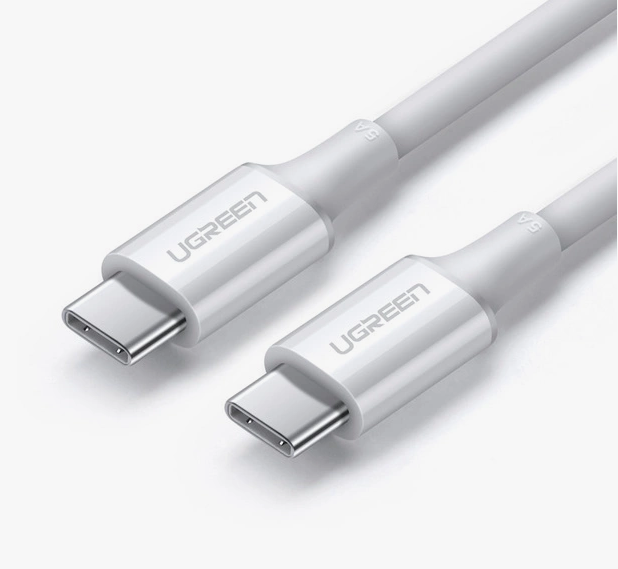يوجرين - كابل شحن USB-C إلى USB-C   واط 100  بطول 2 متر (أبيض)