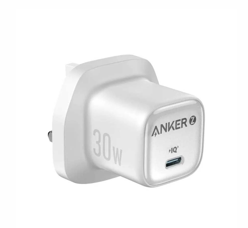 انكر - شاحن جداري بقوة 30 واط بمنفذ تايب سي - ابيض 