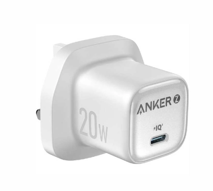 انكر - شاحن جداري بقوة 20 واط بمنفذ تايب سي - ابيض 
