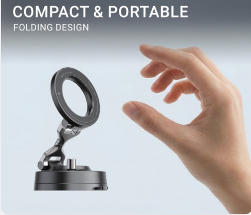 بريف - حامل سيارة BRAVE BHL-56 بمصّ قوي ومغناطيس – قاعدة شفط قابلة للتبديل وتصميم قابل للطي مع ضبط متعدد الزوايا للهواتف