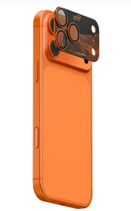 سكينارما - عدسة كاميرا iPhone 17 Pro Max زجاج  كامل من الألمنيوم ورقة زجاج برتقالية