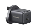 يوجرين - شاحن سريع 30 واط بمنفذين USB-A+USB-C GaN / رمادي 